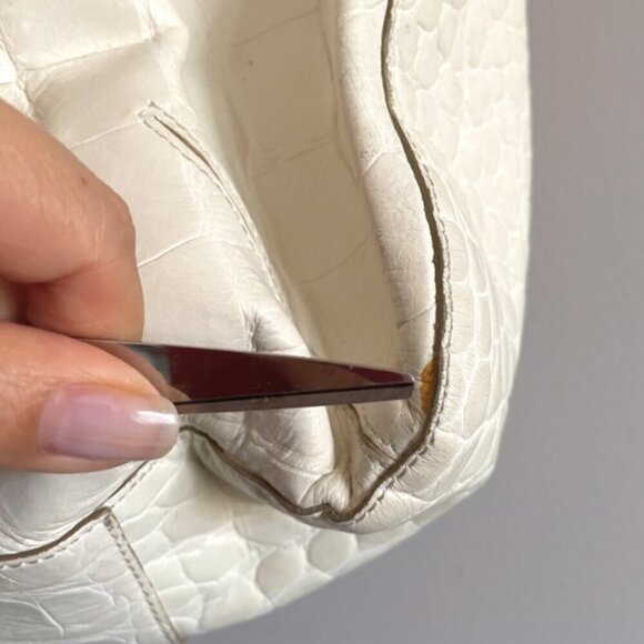 Brahmin White Elizabeth Grotto Croc Leather Handbag - Large - Picture 4 of 11